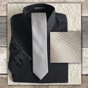 ESQUIRE Mens Silk Tie Gray Dot
